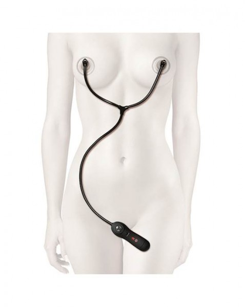 Kink - Swell Vibrating Nipple Sucker Cups - Black/clear