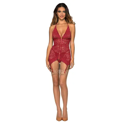 Garter Slip and G String One Size Garnet
