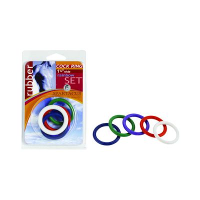 Spartacus Cock Ring Rainbow Set 4 Rubber Cock Rings