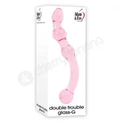 Adam Eve Double Trouble Pink Glass G Dildo