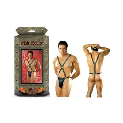 Male Power Fetish Warrior Criss cross Body Harness Black S m