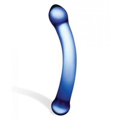 Glas 6 inches Curved Glass G Spot Dildo Blue