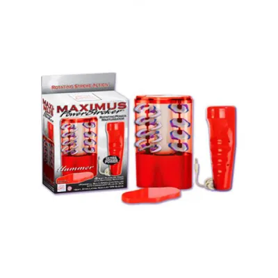 MAXIMUS POWER STROKER HUMMER ROTATING MASTURBATOR WITH REMOTE RED