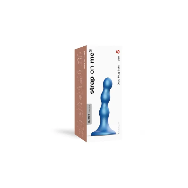 Strap-on-Me Hybrid Collection Ballsy Silicone Suction Cup Dildo - S Metallic Blue