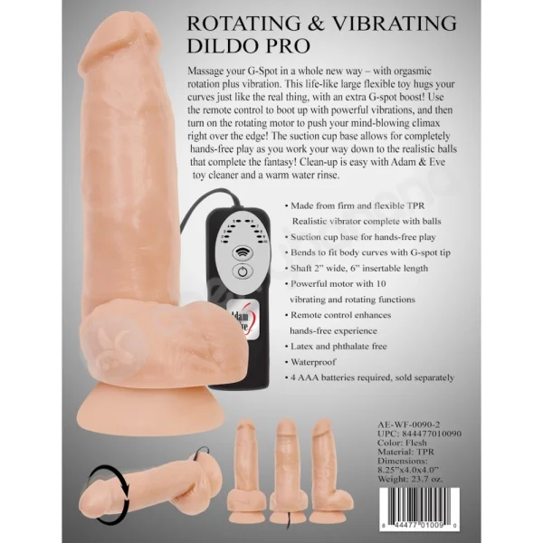 Adam & Eve Rotating & Vibrating Dildo Pro