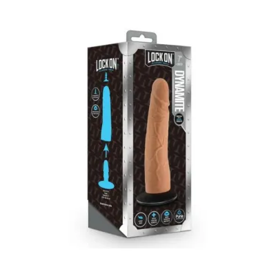 Lock On Dynamite Dildo With Suction Cup Adapter 7 In Mocha