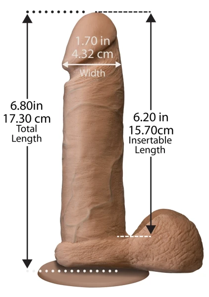 Doc Johnson The Realistic Cock UR3 6" - Vac-U-Lock Compatible Suction Cup - Caramel