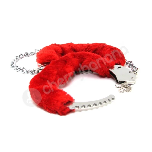Ouch Red Pleasure Furry Legcuffs