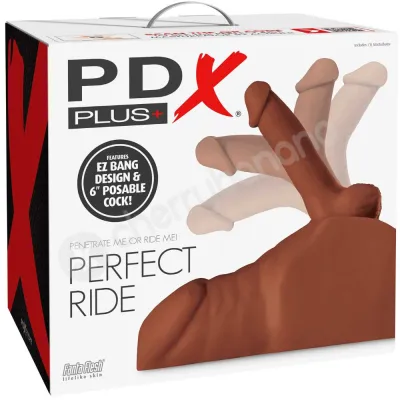 PDX Plus Perfect Ride Brown Mega Masturbator With Anal Entry Posable 6 Cock