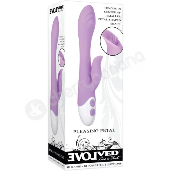 Evolved Pleasing Petal Rabbit Dual Stimulation Vibrator With Tickling Tongue