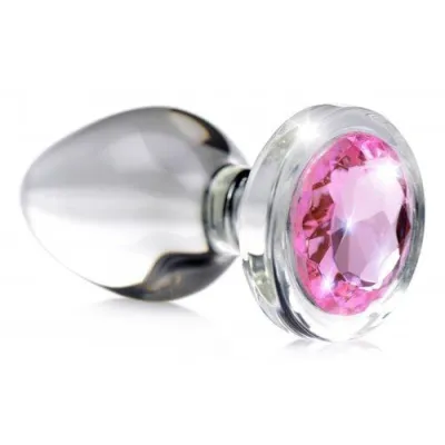 Pink Gem Glass Anal Plug Large