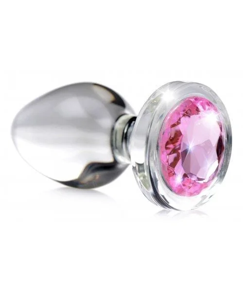 Pink Gem Glass Anal Plug - Large