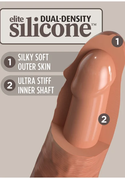 King Cock Elite 6 Inch Dual Density Vibrating Cock Flesh Brown — image 11 of 22
