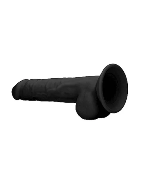 Silicone Dildo With Balls - Black - 9.4 Inch