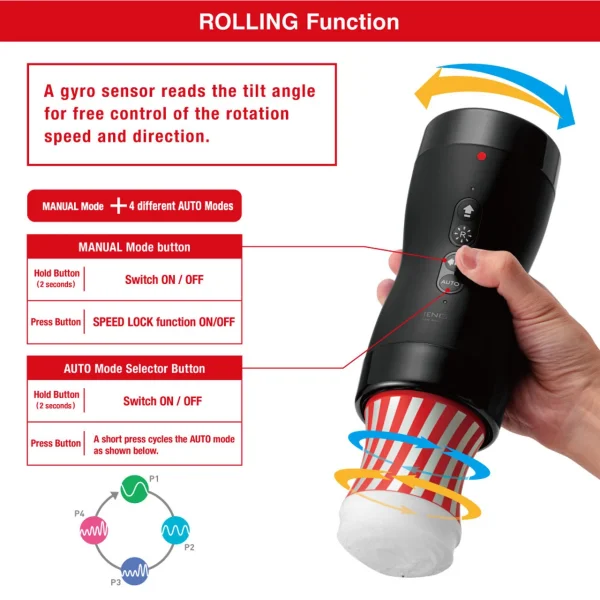 Tenga Vacuum Gyro Roller Rechargeable Penis Masturbation System With Rotation & Suction