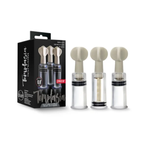 Temptasia Clit And Nipple Twist Suckers Set of 3 Clear