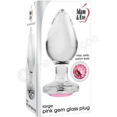 Adam Eve Large Pink Gem Glass Anal Plug