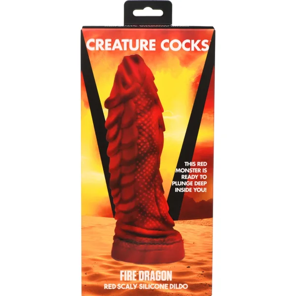 Fire Dragon Scaly 8.3" Silicone Suction Cup Dildo By Creature Cocks
