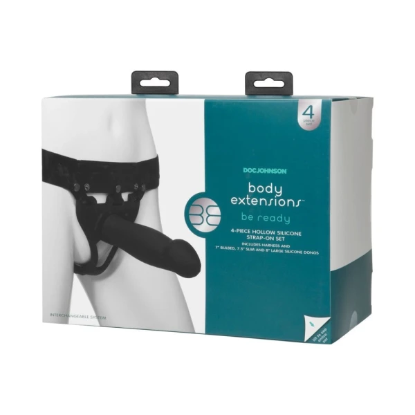 Be Ready Body Extensions Hollow Strap-on 4-piece Set Black — image 14 of 15