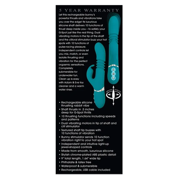 Adam & Eve Eve's Rechargeable Thrusting Rabbit - Green — image 20 of 25