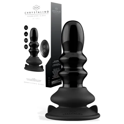 Shots Ribbly 4 33 Handblown Glass Vibrator with Suction Cup Remote Control