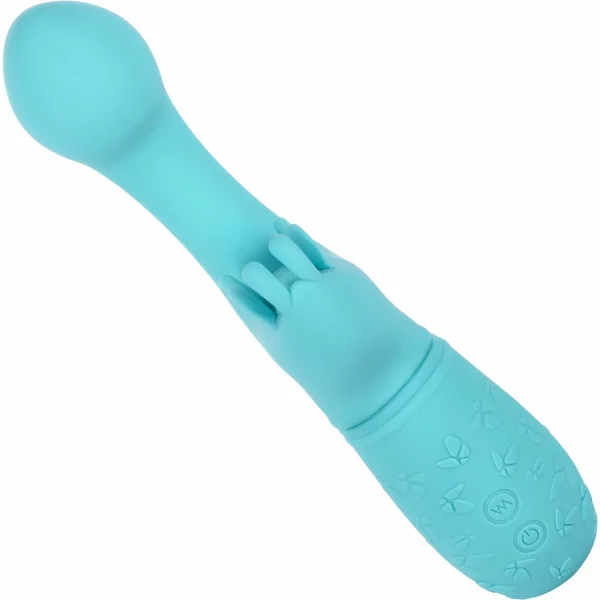 Butterfly Kiss Silicone Rechargeable Waterproof Dual-Stimulation Vibrator By CalExotics - Blue