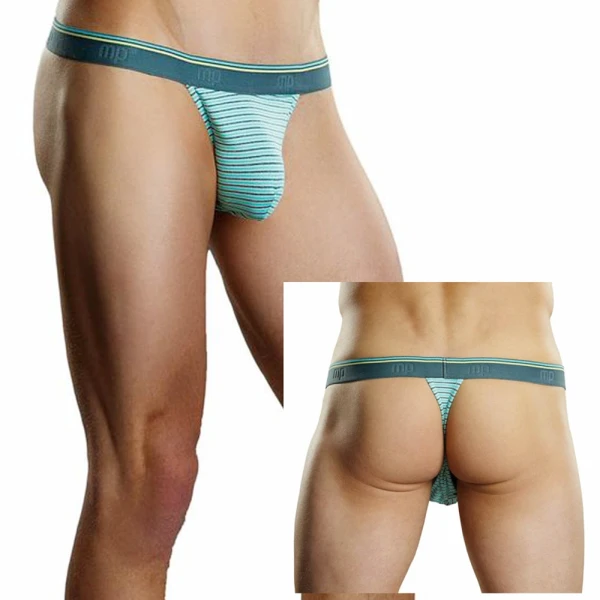 Male Power Heather Stripe Bong Thong Mint L/XL