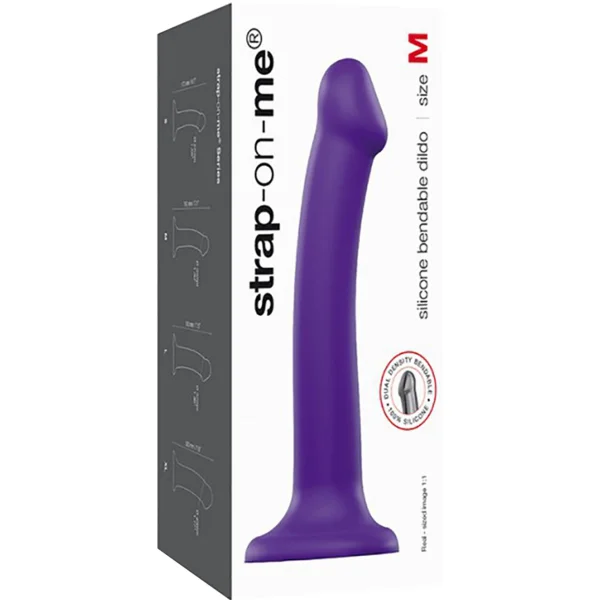 Strap-on-Me Bendable Dual Density Silicone Suction Cup Dildo - Medium Purple
