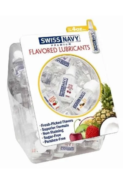 Swiss Navy Flavored - 100 Count Bowl - 20ml Bottles - Assorted Flavors