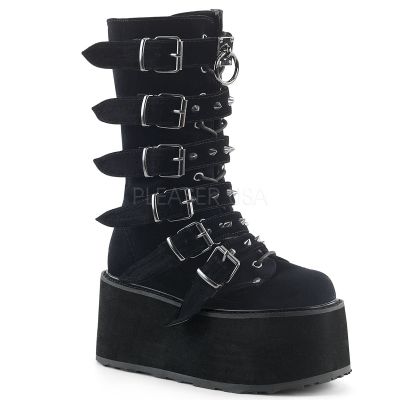 3 1 2 inches PF Mid Calf Boot w 6 Buckle Straps Metal Side Zip