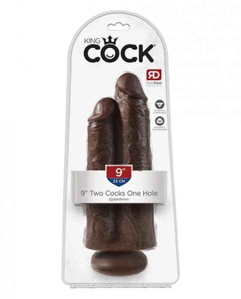 King Cock 9 inches Two Cocks One Hole Brown — image 3 of 6