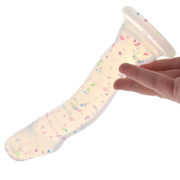 Neo Elite Hanky Panky Glow In The Dark 7.75" Silicone Suction Cup Dildo by Blush - Confetti