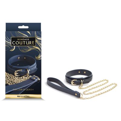 Bondage Couture Collar Leash Blue Restraint