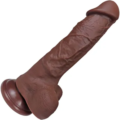 The Millionaire 6 25 Inch Silicone Realistic Dildo With Balls Suction Cup Base By Fukena Chocolate