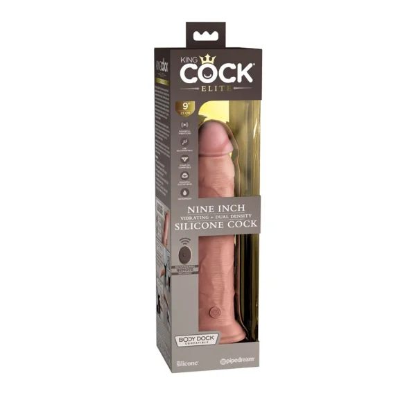 King Cock Elite 9 Inch Dual Density Vibrating Cock Flesh Pink