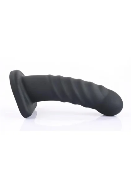 Merge Collection Banx 8" Silicone Ribbed Hollow Dildo By Sportsheets - Black