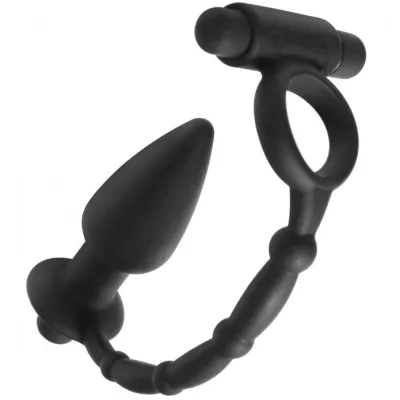 Viaticus Dual Cock Ring And Anal Plug Vibrator 2 x AAA