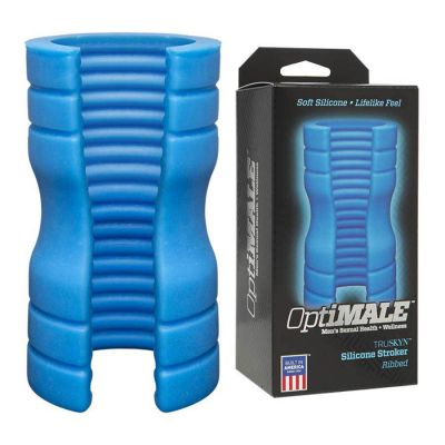 Platinum Silicone Split Sleeve Ribbed Male Masturbator Stroker by Optimale