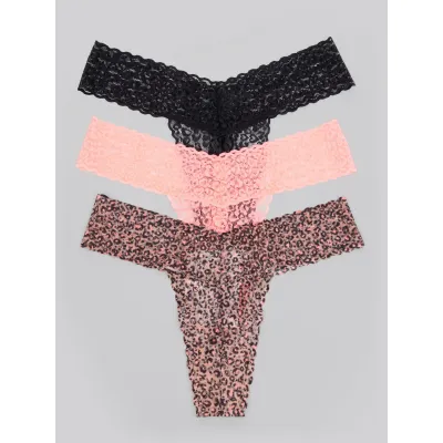 Lovehoney Wild Pink Lace Thong Set 3 Count