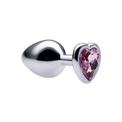 Kink Range Alloy Love Heart Gemmed Butt Plug 3 2 Inch Pink Medium
