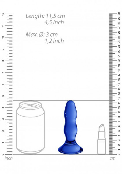 Pleaser Blue Glass Butt Plug by Chrystalino
