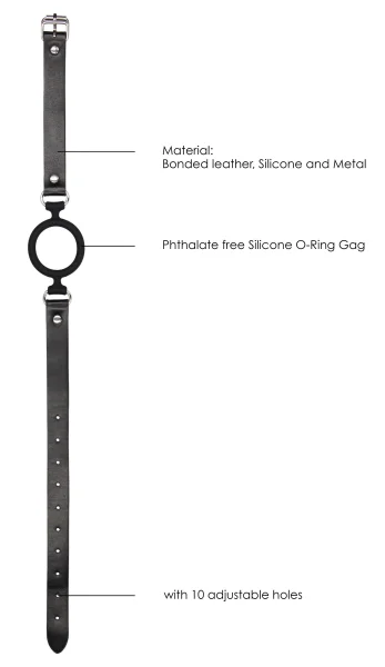 Silicone Ring Gag With Adjustable Bonded Leather Staps - Black