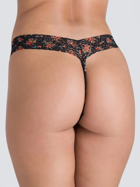 Lovehoney Black and Red Floral Lace Thong Set (3 Count)