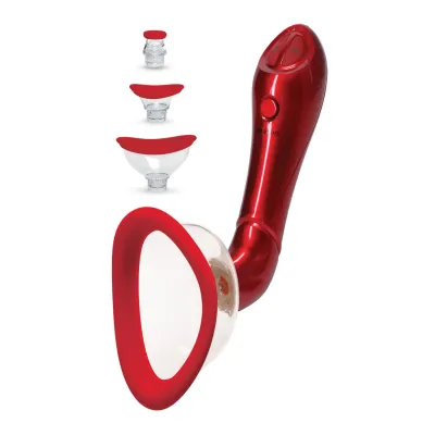 Bloom Intimate Body Pump Limited Edition Red Automatic Vibrating Rechargeable 4 In 1 Interchangeable Set