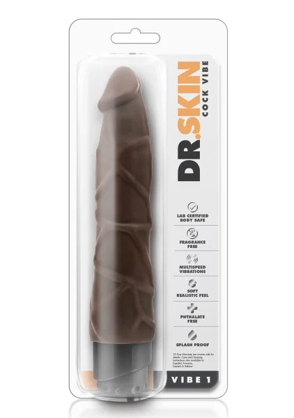 Dr. Skin - Cock Vibe 1 - 9 Inch Vibrating Cock -  Chocolate