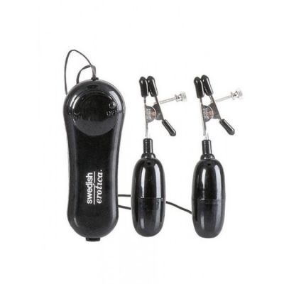 Swedish Erotica Vibrating Nipple Clamps Black
