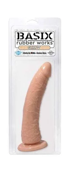 Basix Rubber Works - Slim 7 Inch With Suction Cup - Flesh