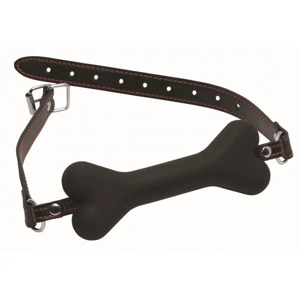Hound Adjustable Dog Bone Gag Black