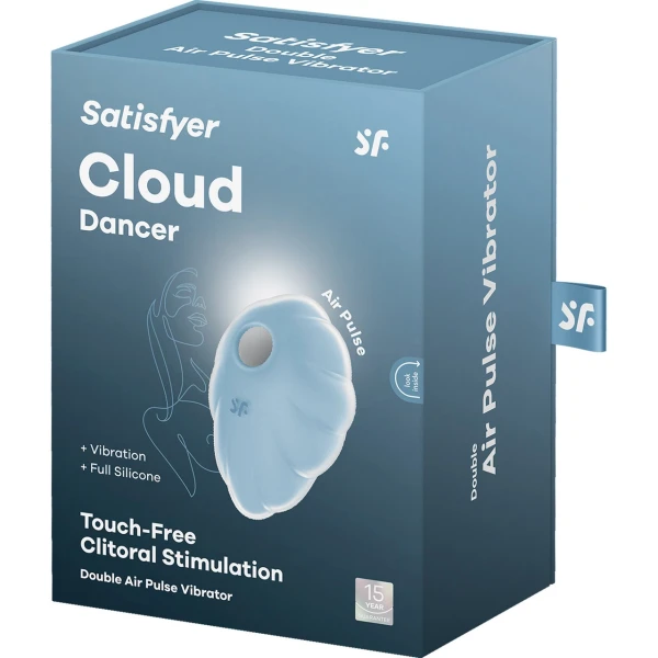 Satisfyer Cloud Dancer Rechargeable Waterproof Silicone Air Pulse Clitoral Vibrator - Blue