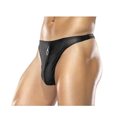 Zipper Thong Black S M